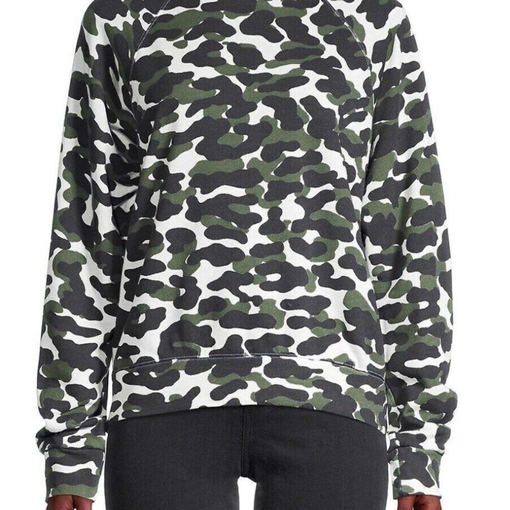 Monrow green/black camo print sweatshirt